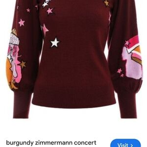 Zimmermann Burgundy Sweater with Star and Graphic Details
